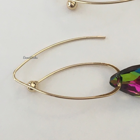 💥3/$28 New MultiColored Dimensional Rainbow Crystal Bead Drop Threader Earrings - Picture 5 of 15